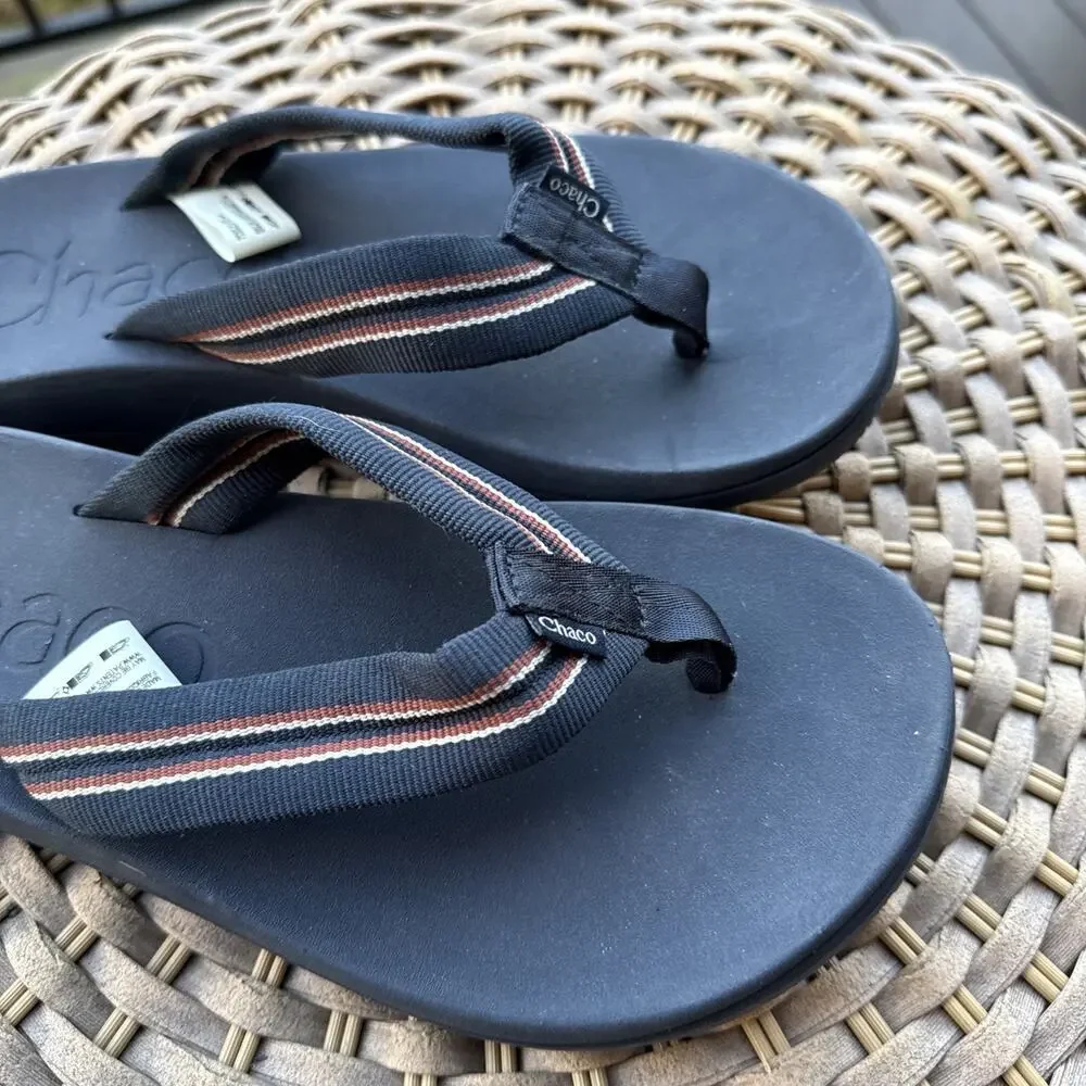 CHACO CHILLOS Flip Flop Navy Slip-On Arch-Support Beach Sandal Men's 7 US 40 EU